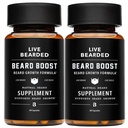 Boost de barba en vivo - Crecimiento de barba Vitaminas para hombres con biotina, colagen, silica, raíz de chorro Fo-Ti - Crecimiento facial del cabello para hombres, hecho en los EE.UU.