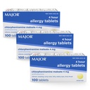 MAJOR 4 Mg Allergy Tablets - Chlorpheniramine Maleate 4-Hour Alergy Medicine - Antihistamine for Relief of Sneezing, Itchy Watery Eyes, Itchy Throat, and Runny Nose - 100 Count (3 Pack)