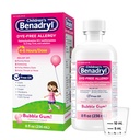 Benadryl Children’s Dye-Free Alergy Relief Liquid, Allergy Medicine for Kids, 12,5 mg Diphenhydramine HCl Antihistamine, Alivia Runny Nose &amp; Sneezing, Paraben-Free, Bubble Gum Flavor, 8 fl.