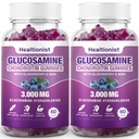 2 Packs 3000mg Glucosamine Chondroitin Gummies with MSM & Elderberry - Extra Strength Joint Health, Flexibility, Antioxidant Immune Support Supplement Gummy for Adults, Men &amp; Women 120 Cts