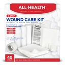 All Health Wound Care Kit & First Aid Kit, Everyday Essentials, 40 Pieces | For Small to Medium Sized Wounds, Professional Use for Car, Home, Camping, Hiking and More.
