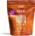 Click Coffee Protein Powder ← Doble Shot Espresso ← 16g Protein  23 Vitaminas Esenciales ← Baja Calorie Meal Reemplazo ANTE 150mg Caffeine TEN Gluten Free TEN No Artificial Flavors or Colors ← Caramel