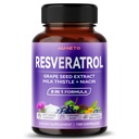 Ultra Resveratrol 8 en 1 Fórmula - con Grape Seed Milk Thistle Niacin (150 Cuenta (Pack of 1))