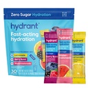 Hydrant - Hydration Powder Variety Pack, 30 paquetes de rehidratación instantánea sin azúcar - Zero Sugar Drink Mix for Daily Use, Travel &amp; Workouts