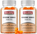 Berberina con suplemento de canela de Ceylán - Gummies de Berberina, HCL de Berberina orgánica 1200 mg para adultos, Immune System Support, Sugar Free, GMO Free, Gluten Free, 120 Gummies