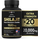 Himalayan Shilajit Supplement, 60 Capsules, Extract Powder, 60% Ácido Fulvic, 85+ Minerales Trace, Energy &amp; Immune Support Shilajit for Men & Mujer, Alternative to Authentic Resin or Pills USA Made