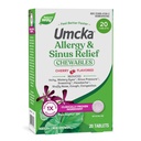 Alergía del Camino de la Naturaleza+Cañas de Alivio del Sino, Umcka, Sneezing*, Runny Nose*, Headache*, Cough, Congestion, No Phenylephrine, Non-Drowsy, Cherry Flavored, 20 Tabletas Chewable (Packaging May Vary)