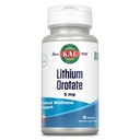 KAL Lithium Orotate 5mg ← Bajo servicio de Litio Chelated Orotate for Bioavailability & Mood Support  durable in Organic Rice Bran Extract Base ← 60 VegCaps