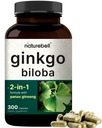 NatureBell Ginkgo Biloba 6.000mg con Panax Ginseng 500mg Por Serving Silencio 300 Capsules – Max Strength Ginko Biloba Extracto Suplementos - promueve la memoria, el foco y la salud cerebral