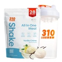 310 Nutrición All-in-One Meal Replacement Shake Powder w / Shaker Cup Starter Kit - High Protein Fiber Rich Vegan Superfood Blend - Sin azúcar, Keto & Paleo Friendly, Low Carb - Vanilla Creme 28 srv