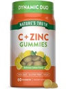 Verdad de la Naturaleza Vitamina C Gummies con Zinc para Adultos 60 cuentan Silencioso Apoyo Inmunitario Silencio Vegan, No GMO &amp; Gluten Suplemento Gratis