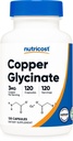 Nutricost Copper Glycinate Capsules (120 Capsules, 3MG Copper por Serving) - Non GMO, Vegan