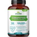 Zazzee Delayed Release Serrapeptase, 120,000 SPU por Cápsula, 120 Cápsulas Vegan, 4 Mes de Suministro, Extra Fuerza, Potente y Enzimas Sistémicos Concentrados, 100% Vegetariano, All-Natural y No GMO