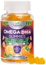 Omega 3 Fish Oil Gummies - Triple Strength Omega3 Gummy - DHA &amp; EPA Fatty Acids for Heart Health, Joint & Brain Support, Nature's High Absorption Omega Fish Oil Suplemento, Orange Flavor- 120 Gummies