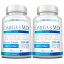 Omega-3MD - Pez aceite EPA & DHA - Mejorar la salud cognitiva - 2 botellas - 6 meses de suministro