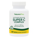 NaturesPlus Super C Complex, Sustained Release - 60 Tablets - 1000mg Vitamina C + 500mg Bioflavonoids - Vegetariano, Gluten Gratis - 60 Servings