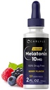 Carlyle Melatonin 10mg ← 2 fl oz Liquid Drops ← Berry Flavor Silencio para Adultos Silenciosa No-GMO, Suplemento Vegetariano