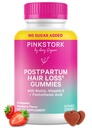 Pink Stork Postpartum Hair Loss Gummies ← Biotin, Pantothenic Acid, Vitamina E, B6, B12 ← Postnatal Hair Growth + Regrowth Support ← Breastfeeding-Friendly ← Postpartum Essentials ← 60 Gummies