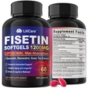 Fisetin Supplement - Liposomal Super Absorción 98% Puro 1200 mg con Quercetina, Resveratrol, Green Tea Extract for Healthy Aging &amp; Longevity, Skin Health, Brain & Antioxidant - 60 Softgels