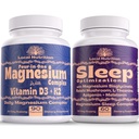 Natural Sleep Aid Magnesium Complex Bundle - Premium Sleep Support Suplemento y Magnesium Supplement - One Month Supply, Made in The USA
