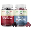 Bundle of Natural Cranberry Gummies for Women and Men and Extra Strength Zinc for Adults - Extra Strength Delicious Antioxidant Cranberry Chews - Chewable Zinc Citrate 50mg Inmunity