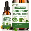 Soursop Graviola Liquid Drops, Organic Soursop Leave Extract w/Sea Moss, Elderberry Vitamin C y Zinc, 16-in-1 Soursop Bitters Liquid for Cell Support, Antioxidant and Immune Support 2 Fl/Oz