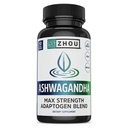 Zhou Ashwagandha - Ashwagandha y Rhodiola para Hombres de Mujeres, Adaptogen Ashwaganda Extracto 1200 mg con Pepper Negro, Apoyo Adaptogénico Suplemento para la calma, Mood, Sleep - 60 cápsulas Vegan