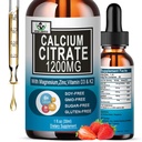 Calcio Citrate Suplemento,1200mg Calcio con gotas de vitamina D3 para Bone,Teeth,Colón, Salud cardiovascular, Alta Absorción Calcio líquido Citrate 400mg Plus Zinc Vitamina K2,Vegan,30 Servimientos