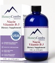 HoneyCombs Vitamin B3 Niacin Supplement Liquid Drops - High Potency Vitamin B3 Liquid Drops for Men & Women - Maintain Digestive System, Skin, Tongue, Energy and More - Vegan Niacin Drop (8 Fl oz)