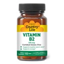 Country Life Vitamin B2 100mg Suplemento Riboflavin – Boosts Energy Production ' Supports Cell Function, Gluten-Free, Vegan, Kosher, Halal – no conservantes, GMO o sabores artificiales, 100 Condes
