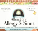 Fuente Naturales Alercetina Alergia " Sinus, Tablas Homeopáticas, 48 tabletas