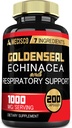 Cápsula de raíz de Goldenseal Orgánica con Echinacea, hoja de Mullein, Plantain &amp; Más - 7 Soportes herbarios Premium Sistema inmunitario, Salud Digestiva, Respiración de Smooth y Manejo del Cuerpo - 200 Cápsulas
