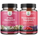 Bundle of PMS Support Supplement for Women – Hormone Balance for Period Cramps Ease and Complete Herbal Menopause Supplement for Night Sweats Hot Flashes & Mood Swings with Dong Quai Chaste Berry