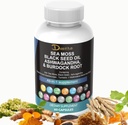 Sea Moss 3000mg Black Seed Oil 2000mg Ashwagandha 1000mg Turmeric 1000mg Bladderwrack 1000mg Burdock 1000mg &amp; Vitamin C &amp; D3 con Elderberry Manuka Dandelion Yellow Dock Iodine Chlorophyll ACV
