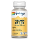 SOLARAY Vitamina D3 K2 - Bone Health and Immune Support Supplement - With 5000 IU Vitamin D as Vit D3 and 50 mcg Vitamin K2 as Menoquinone MK7, Made Without Soy, 60-Day Guarantee, 120 Serv, 120 VegCaps
