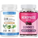 Apoyo a la menopausia Gummies Plus 200mg DIM Suplemento para el equilibrio de estrógeno mejorado para las mujeres ¦ Vegetarian Gluten Free Hormone Balance Gummies (30 Servings) & Diindolylmethane Capsules (120 Servings)