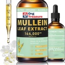 Mullein Drops for Lungs - Orgánica Mullein Leaf Extract - Lung Cleanse ' Detox, Respiratory and Immune Support, Natural Herbal Supplement, As Liquid, Tincture, Tea, 2 FL OZ