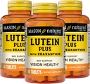 MASON NATURAL Lutein Plus con Zeaxanthin, Eye Health & Vision Support Suplemento, Vitaminas A, C, E, Zinc & Copper, 60 Tablets (Pack of 3)