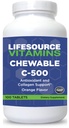 LifeSource Vitaminas Vitamina C 500 mg - 100 Tablas Chewable - Increíble sabor a naranja - Sweetened w/Stevia