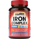 Suplemento de hierro para hombres y mujeres, con vitaminas C, B6, B12 &amp; Folate for Iron Deficiency, Blood Building " Energy Support, Stomach Friendly, Better Absorption, Non-GMO, No Gluten, 60 Vegan Caps