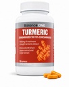 Balance ONE Turmeric Extract 1000mg con Max Strength 95% Curcuminoids - Suplemento Turmeric Curcumin para el Soporte Antioxidante Confort Conjunto - Extracto de jengibre y BioPerina - 1 Mes de Suministro