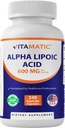 Vitamatic Alpha Lipoic Acid (ALA) 600mg Por Serving - 240 Vegetable Capsules - 120 Servings - Non-GMO &amp; Gluten Free