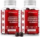 Gummies de cromo libre de azúcar con canela de Ceylán – 2000 mg Equivalente por ser (de Extracto 83 mg) – No Gluten-Free – 60 Gummies Vegan – 2 Pack