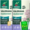 Tea Hanan Valerian Root para Bedtime (50 Bolsas) - Te de Valeriana, Herbal Calming Night Tea - 100% Puro, Caffeine-Free, Non-GMO, Herb de Perú - Pack de 2 Cajas