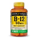 MASON NATURAL Vitamina B12 50 mcg con Calcio, Suministro de 100 días, Suplemento dietético para apoyar los niveles de energía natural, 100 Tabletas (Pack of 1)