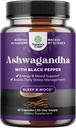 Organic Ashwagandha Root Powder 60 Capsules - Ashwagandha con Black Pepper Extracto Suplementos de Polvo para Relajar, Dormir &amp; Inmune Apoyo para Mujeres &amp; Hombres - Organic Whitania Somnifera Root Suplementos