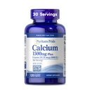 Puritan's Pride Absorbable Calcium 1500 mg Plus Vitamina D3 25mcg 1000 UI, Suplemento dietético para la fuerza de hueso, corazón, nervio, musculo y soporte inmunológico, 120 caplets Coated