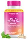 Vitaminas prenatales totales con DHA, Folate, Hierro, Choline y Vitamina B12 - Preconcepción Nutrición - Prenatales para Mujeres, Esencia de Embarazo - Esencia de la menta, 60 cápsulas, 1 mes de suministro