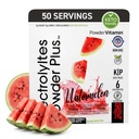 Electrolytes Powder Plus (50 Servings), 0 Calorie Keto, 0 Azúcar, No Maltodextrin,1000mg Potasio,120mg Calcium,120mg Magnesium, Hidration Powder (50 Servings, Watermelon)
