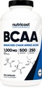 Nutricost BCAA 1000mg, 500 cápsulas (250 serv), 2:1:1 Aminoácidos de cadena ramificada (500 mg de L-Leucine, 250 mg de L-Isoleucine y L-Valine)
